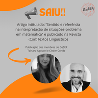 Artigo intitulado: “Sentido e referência na interpretação de situações-problema em matemática” é publicado na Revista (Con)Textos Linguísticos